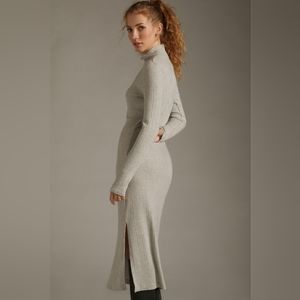 Daily Practice by Anthropologie Turtleneck Slit Ribbed Bodycon Dress size M gray